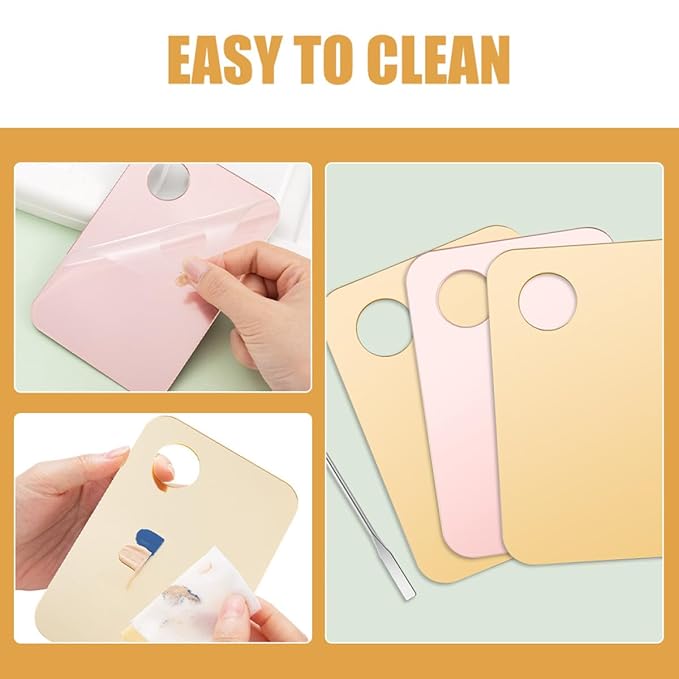 Healifty Makeup Mixing Palette Set 3pcs with Spatulas, Cosmetic Blending Plates for Foundation and Nail Art, Portable Acrylic and Metal Mixing Trays for Professional and Personal Use