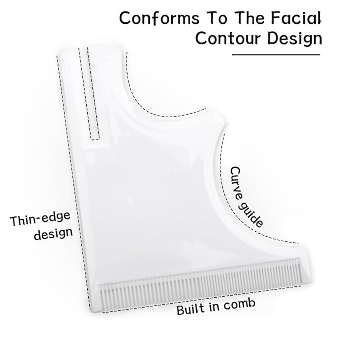 4 Pcs Men's Beard Trimming Tool Reusable Hairline Shaping Tool, Goatee Groomer Portable Plastic Template Set for Hair and Beard (White)