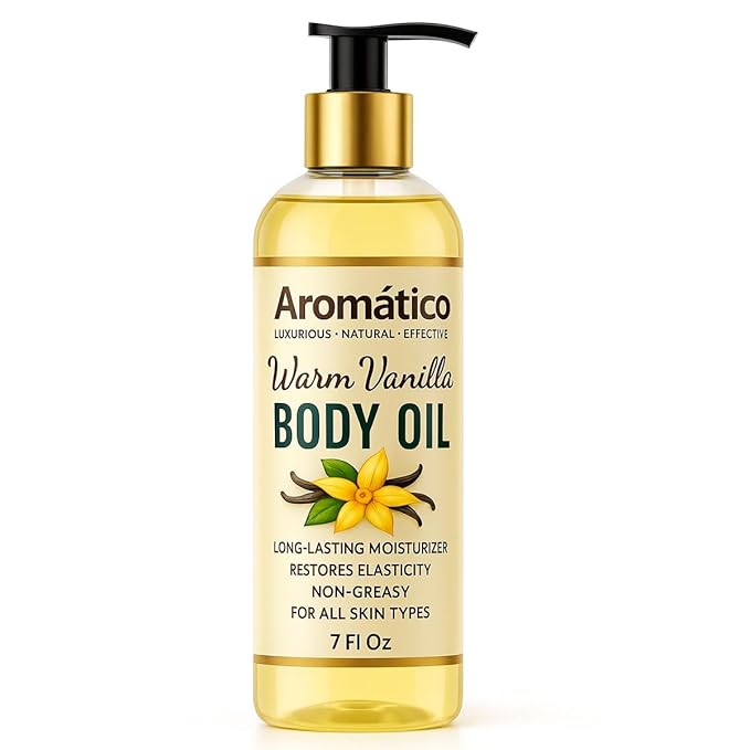 Warm Vanilla Body Oil for Women - 7 fl oz | Moisturizing After Shower Body Oil for Daily Use | Cozy, Creamy Vanilla Scent