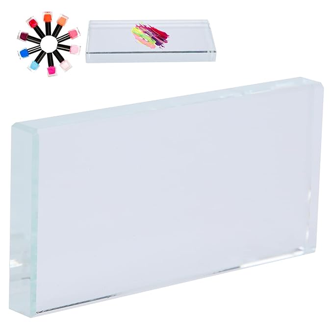 Nail Art Palette - High-Quality Glass Rectangle Makeup Blending and False Eyelash Glue Holder for Professional Use - Easy Color Mixing for Nail Art and Makeup