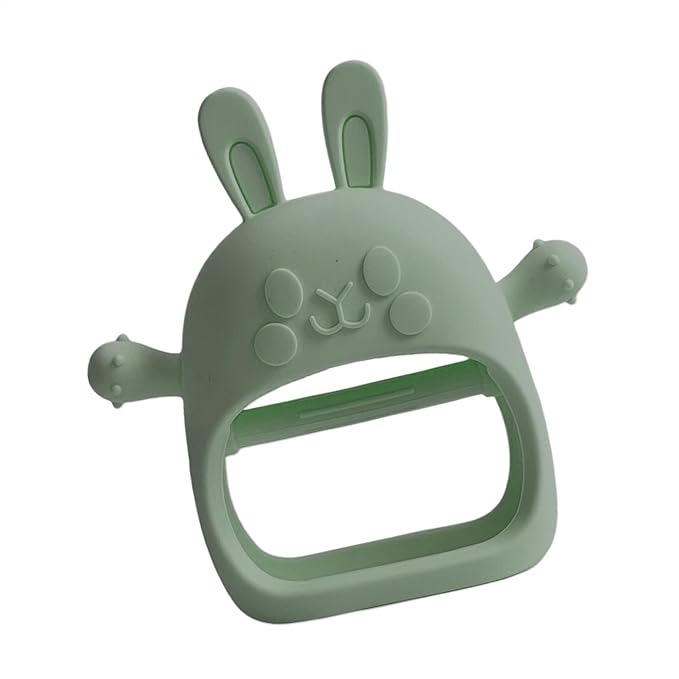 Children Teething Toy, Soft Flexible Texture, 12x12x4.5cm, Gum Massager, Care Accessories, Adorable Bunny Design, Ideal for 6-12 Months Boy Girl