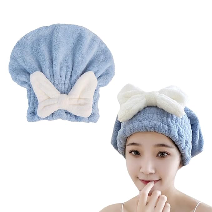2 Pack Hair Drying Caps Microfiber Hair Towel Wrap Super Absorbent Quick Dry Turban Wet Head Towel Wraps for Bathing Bath Girls Women Swim Beauty Shower All Hairs Types and Lengths