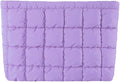 Puffy Quilted Makeup Bag for Women, Cosmetic Bag, Travel Toiletry Organizer Pouch Clutch (purple)