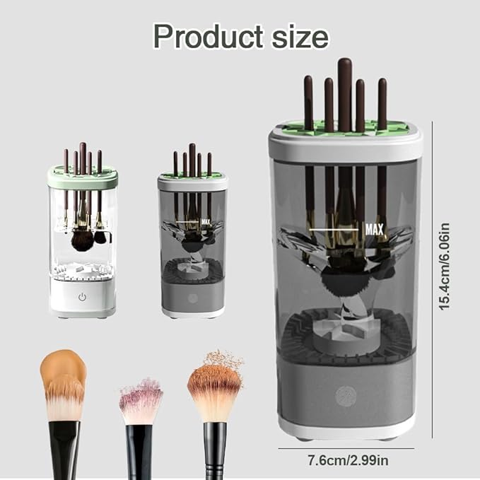 Automatic Makeup Brush Cleaner Machine - Fast Dryer & Deep Cleaning Tool for All Brush Sizes, Portable & Easy to Use.