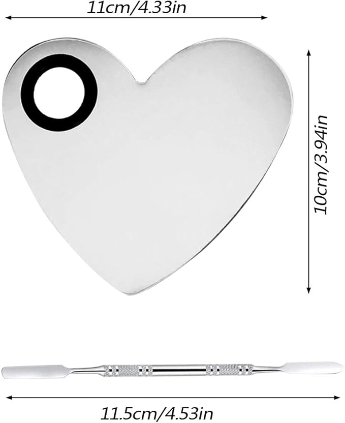 2 Sets 2 in 1 Makeup Mixing Palette, Stainless Steel Cosmetic Makeup Palette Tray with Spatula, Professional Makeup Mixer Pallet Makeup Artist Tools for Blending Cosmetic Eye Shadow Lipstick