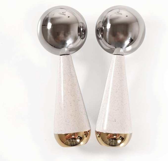 SKINACT 360° Rotating Stainless Steel Ice Globes for Face & Eyes, for Beauty Routines, Facials Cold Roller Cooling Globes for Puffiness, Wrinkles, Dark Circles, Headaches
