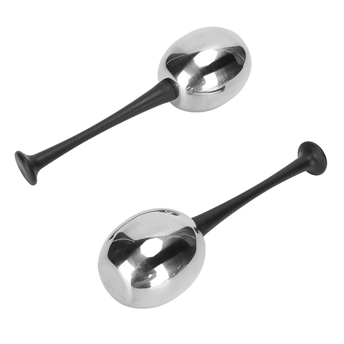 2-Piece Stainless Steel Facial Ice Ball Set - Soothes Skin, Reduces Puffiness & Eliminates Fine Lines, a Skincare Essential, Portable Design, 20ml Cooling Solution, Perfect (Black Handle)
