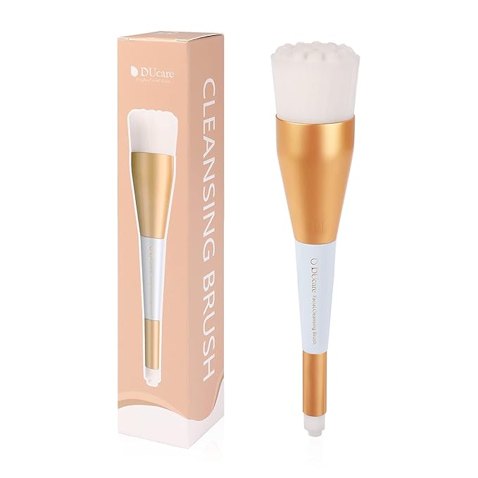 DUcare Manual Facial Cleansing Brush, 2-in-1 Skin Care face Brush Dual End Facial Manual Dual Face Wash Brush for Deep Pore Exfoliation Massaging