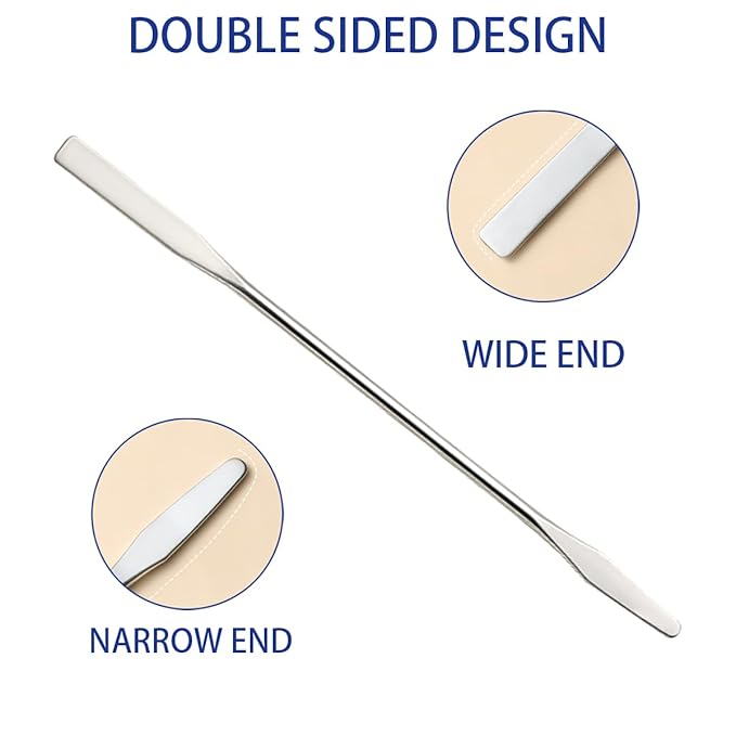 Cosmetic Mixing Makeup Spatula Nail Art Palette Stick Stirring Stainless Steel Rod Mixer Artist Tool for Salon Color Cream Mixing for Professional and Personal Use (Silver, 2 Pcs)