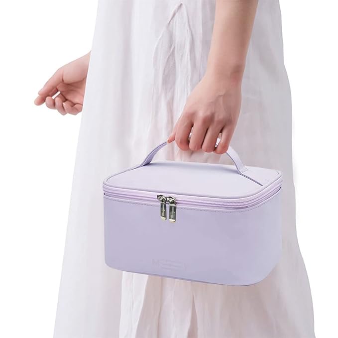 Meiyuuo Makeup Bag Large Cosmetic Bags for Women Girls Cute Travel Zipper Pouch Toiletry Organizer for Beauty Essentials Waterproof (Lavender Purple)