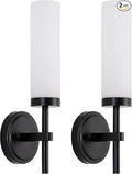 Black Bathroom Wall Sconces Set of 2, Modern Sconces Wall Lighting Vanity Lights with Opal White Glass Shade, Farmhouse Wall Mount Lamp for Mirror Living Room Bedroom Hallway Kitchen Stairs