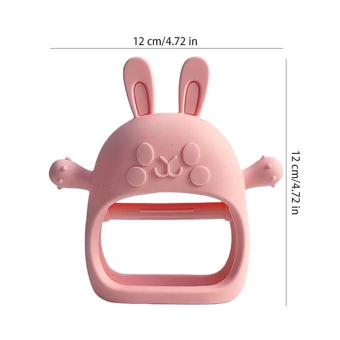 Children Teething Toy, Soft Flexible Texture, 12x12x4.5cm, Gum Massager, Care Accessories, Adorable Bunny Design, Ideal for 6-12 Months Boy Girl