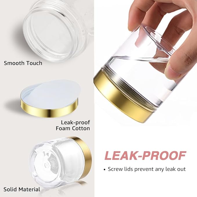 12 Pack 6 oz Plastic Cosmetic Containers With Silver Lids Refillable Clear Empty Travle Jars Containers for Body Butter,Sugar Scrubs,Cream,Lotions,Candy, Label&Spatulas