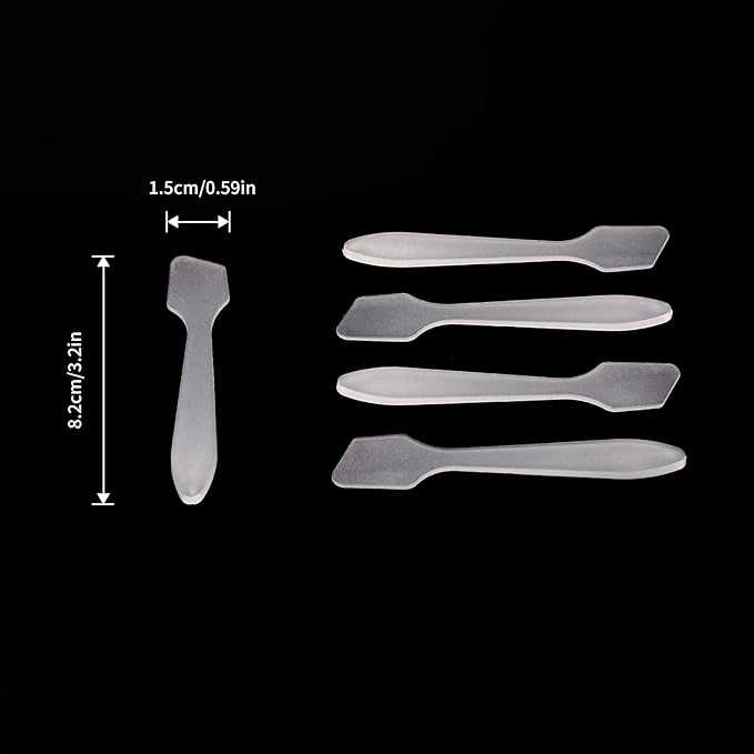 G2PLUS 100pcs Disposable Makeup Spatula – 3.2 Inch Plastic Cosmetic Spatula, Clear Cream Mixing Tools for DIY Skincare, Wedding Favor, Salon Use