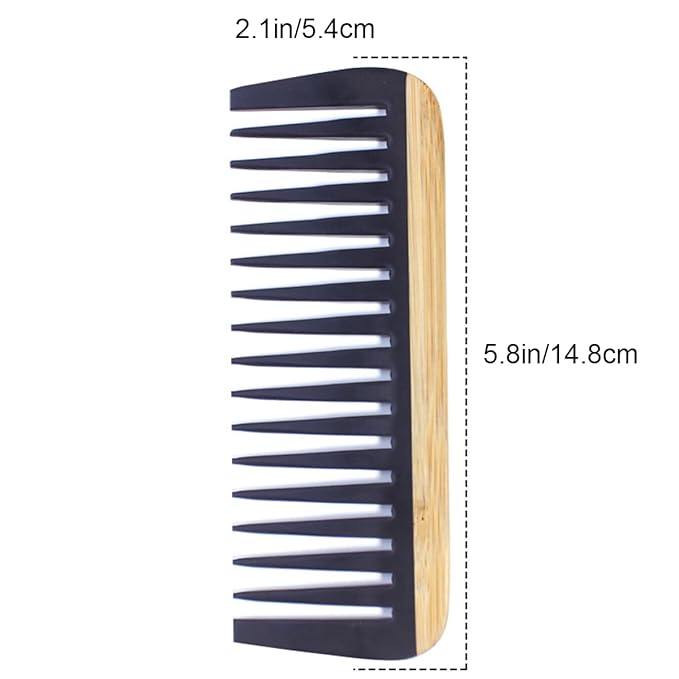 Natural Handmade Bamboo Hair Combs for Women Men, Anti-Static for All Hairstyles & Beard(5.8 in)