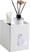 Tissue Box Cover, PU Leather Square Tissue Box Holder with Storage Tray for Bathroom Vanity Countertop Night Stands Bedroom Office Desk, Stylish Tissue Holder Decorative Organizer