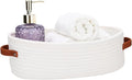 Bathroom Countertop Organizer Basket, Cotton Rope Woven Storage Basket Toilet Paper Decorative Basket for Bathroom, Bedroom, Living Room, Entryway 13"x6.3"x4.3"(Off White)