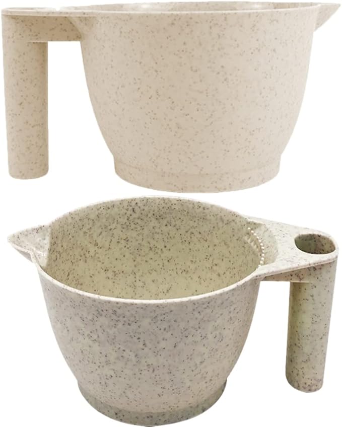 Beaupretty 2pcs Tint Bowl Mixing Bowls Hair Dye Bowls with Handle for for Barber Salon Home Beige
