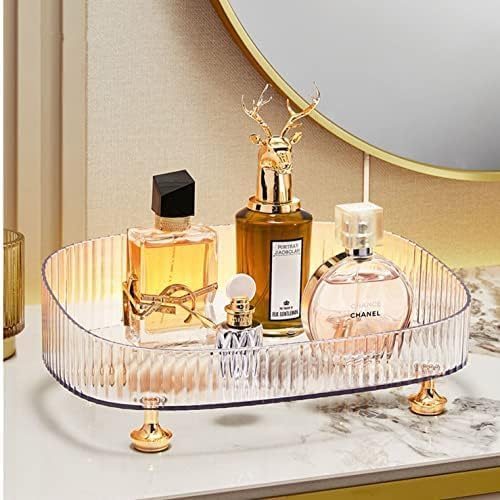 Makeup Perfume Organizer, Vanity Tray, Cosmetic Skincare Tray, Countertop Organizer for Bathroom, Clear