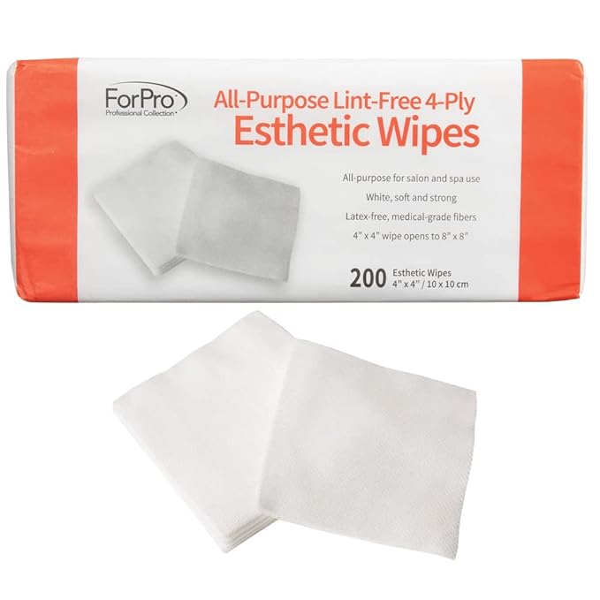 ForPro Professional Collection All-Purpose Lint-Free 4-Ply Esthetic Wipes, for Salon and Spa Use, Soft, Strong and Durable, Latex-Free, 4" x 4", 200-Count (Pack of 6)