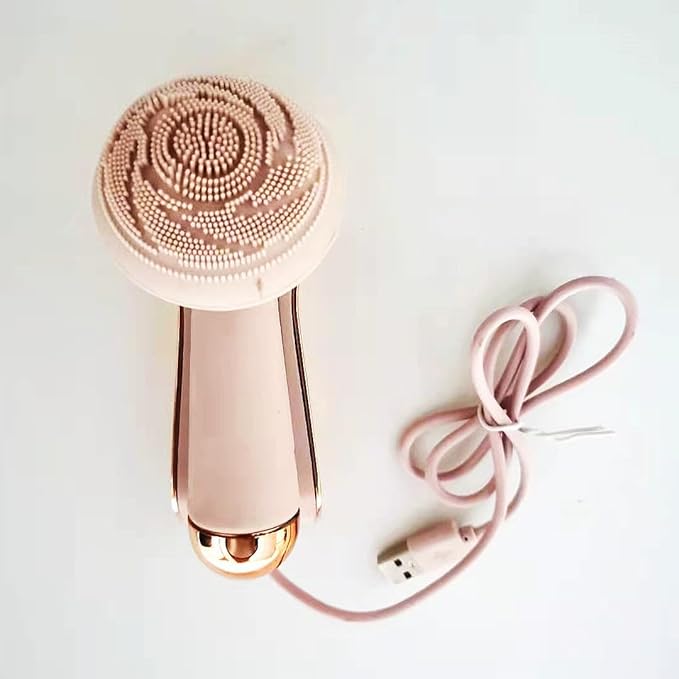 Sonic Facial Cleansing Brush, 4 Rejuvenating Settings, Waterproof Silicone Head, Pink