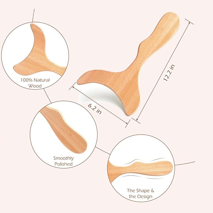 3-in-1 Wood Therapy Massage Tools Lymphatic Drainage Massager Maderoterapia Kit Wooden Gua Sha Massager Body Sculpting Tools for Muscle Pain Relief, Anti-Cellulite, Body Contouring and Shaping