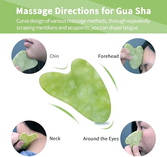 AECW 3-in-1 Natural Jade Roller and Gua Sha Set for Face and Eye Ice Roller Facial Cooling Massage Roller