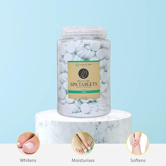 Ginger Lily Farms Botanicals Pedicure Spa Tablets, Natural & Organic, Replenishes Moisture, Softens & Conditions Skin, Ocean Scent, 105 Ounces, 500-Count