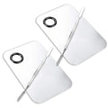 2 Pcs Makeup Mixing Palette, Upgrad Stainless Steel Metal Foundation Palette with Spatula Artist Tool for Mixing Foundation Nail-Art 5.9x3.9 in