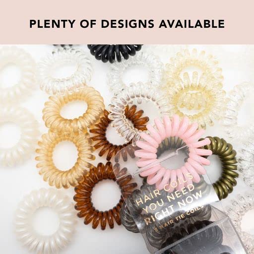 Kitsch Spiral Hair Ties for Women – Coiled Plastic Hair Ties No Damage, Ponytail Holders for Thick and Thin Hair – Creaseless and Dent-Free, Phone Cord Style | Ideal Gifts for Women - Brunette, 4 Pcs