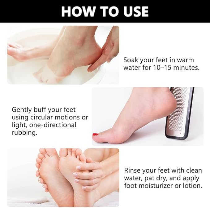 Foot File Stainless Steel Foot Rasp Callus Remover Professional Scrubber Pedicure Tools for Feet Care Remove Hard Ski Can Be Used On Both Dry and Wet Feet