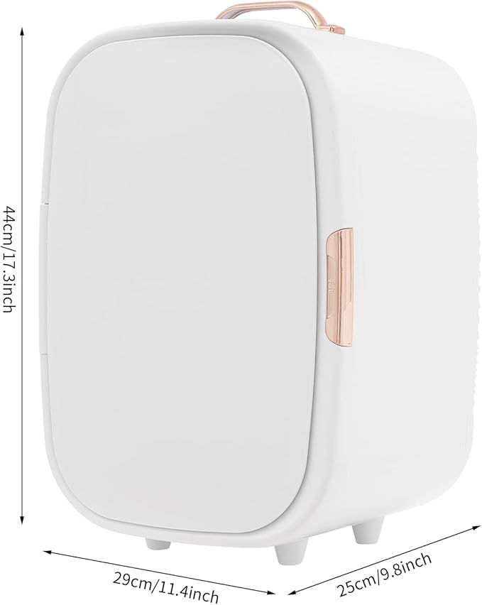 12L Portable Beauty Fridge with Handle, Compact Fridge for Makeup Lipstick, Cooler & Warmer Cosmetics Refrigerator with Adjustable Shelves for Makeup, Perfumes, Lipsticks (White)