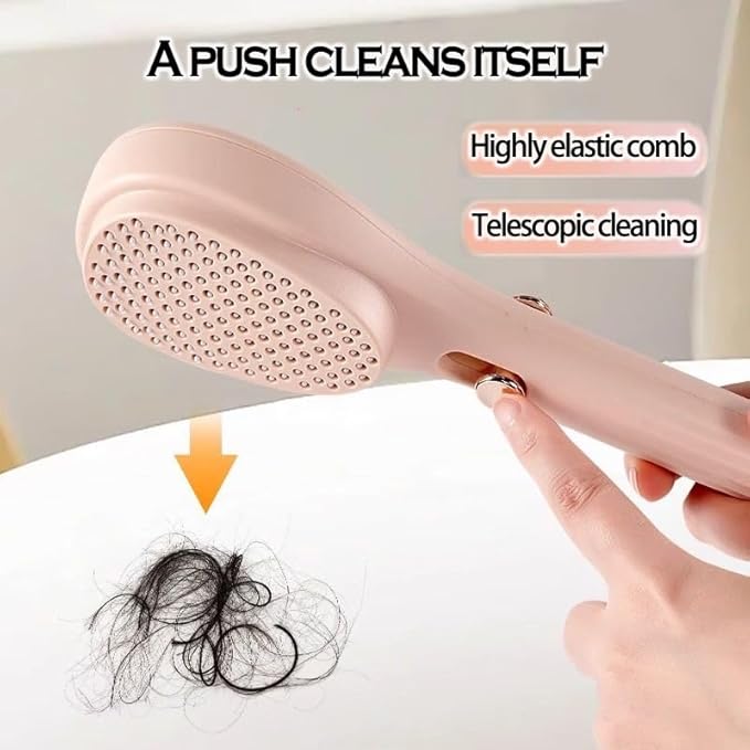 2 PCS Telescopic Self Cleaning Hair Brush For women, One Click Hair Comb Massage Eliminates Knots Detangling Hairbrush
