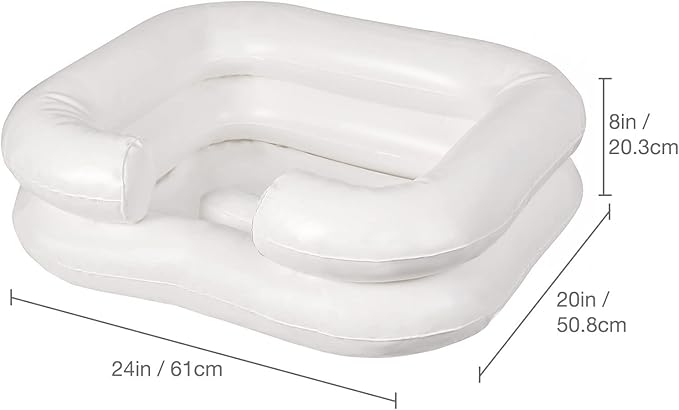 DMI Portable Inflatable Shampoo Bowl for Bedside and in Bed Hair Washing, Hair Cuts and Hair Coloring for The Elderly, Disabled, Bedridden and Handicapped, White
