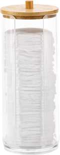 Tecbeauty Cotton Pads Holder Makeup Removers Pad Organizer Dispenser for Bathroom Storage - Bamboo Lid