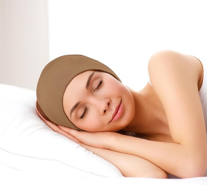 4 Pieces Satin Lined Sleep Bonnet - Adjustable Sleeping Cap Slouchy Beanie Hat for Curly Hair