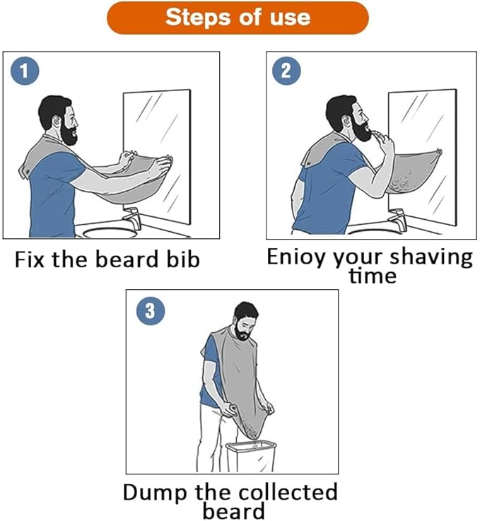 Beard Bib Beard Apron, Beard Hair Catcher for Men Shaving & Trimming Non-Stick Waterproof Beard Cape Grooming Cloth with 3 Suction Cups Birthday Gifts for Men Him Boyfriend