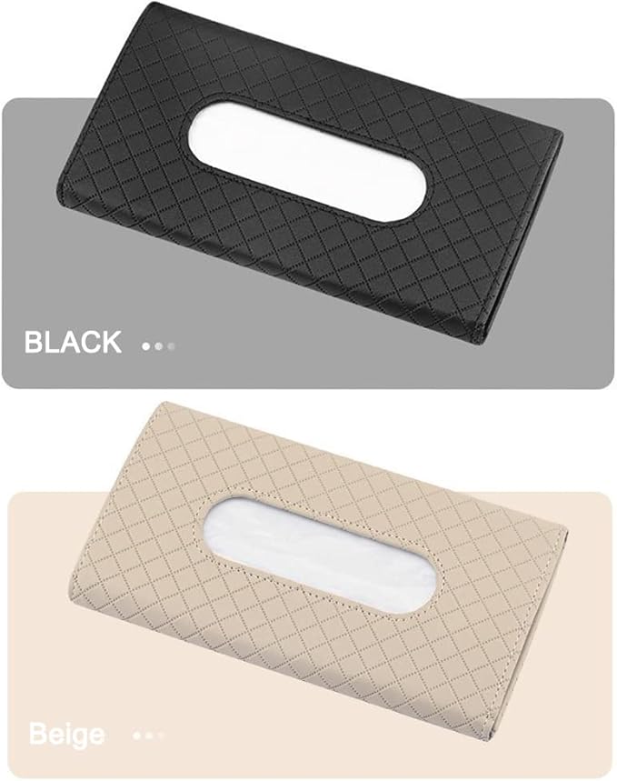 Car Sun Visor Tissue Holder, Car Napkin Holder, Premium PU Leather, Mask Holder for Sun Visor Vehicle, with Tissue Refill, Black