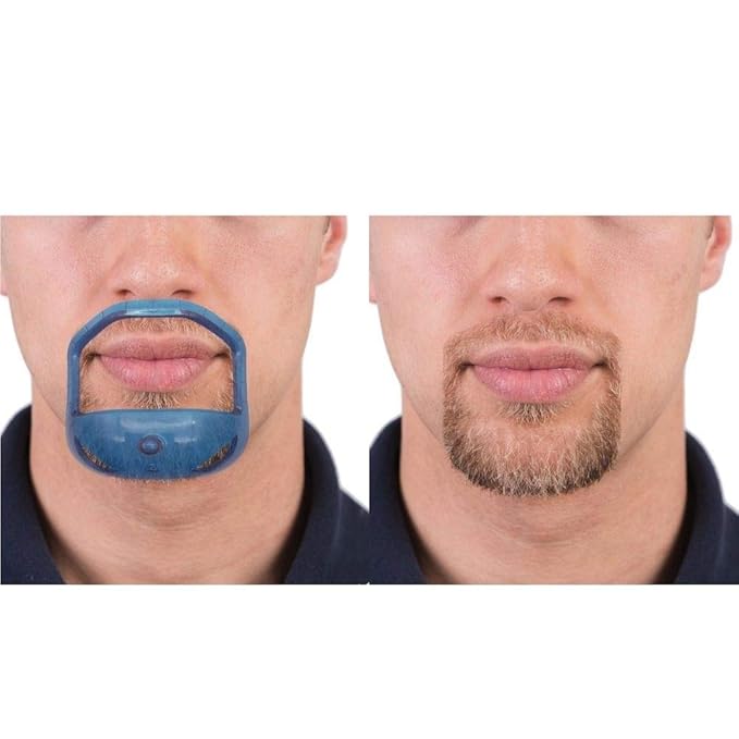 Goatee Beard Shaper Template for Men, Goatee & Beard Trimming Shaving Kit, Saves Time (Blue)