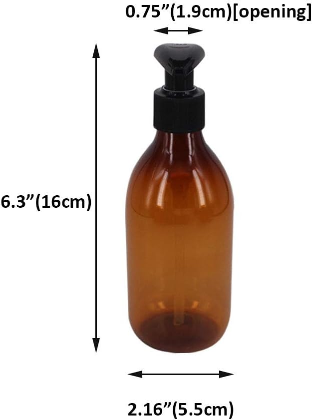 8 Pack 8OZ Empty Plastic Pump Lotion Bottles with 1 Pen, Labels & Silicone Funnel, Amber Color Lotion Dispenser with Locking Lotion Pump for Body Wash, Shampoo, Massage Lotion, Gel