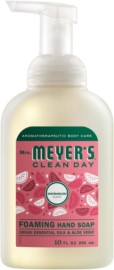 Mrs. MEYER'S CLEAN DAY Foaming Hand Soap 4 Scent Variety Pack, 1 Rain Water, 1 Lavender, 1 Lemon Verbena, 1 Watermelon, 10 OZ Each, 1 CT