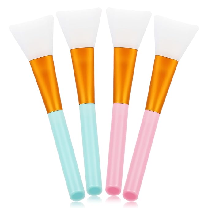 4pcs Silicone Face Mask Brush Mask Applicator Tool Soft Silicone Facial Mud Makeup Brushes Hairless Face Masks Beauty Applicator Tool for Body Lotion Butter Clay BB Cream DIY Masks