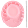 Makeup Palette, 5-In-1 Multifunction Silicone Makeup Mixing Palette with Spatula Artist Tool for Mixing Foundation Nail Art, Eyelash Glue, Cosmetic Makeup Foundation Blending Palette Pink
