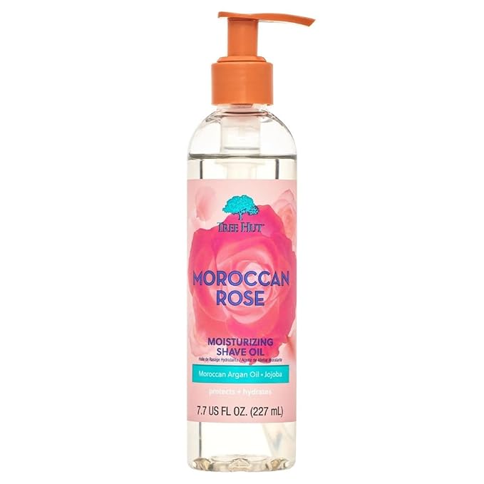 Tree Hut Moroccan Rose Moisturizing Shave Oil,Hydrating Gel-to-Oil Formula for a Smooth Shave,For All Skin Types,7.7 fl oz,(Pack of 2)