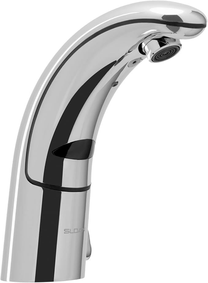Sloan Optima EAF-150-ISM Sensor Activated Touch-Free Faucet, Commercial Grade with Mounting Hardware - 0.5 GPM Battery-Powered Deck-Mounted Mid Body, Polished Chrome Finish, 3335177