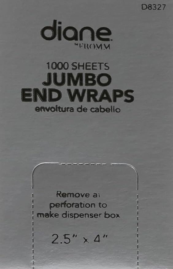 Diane by Fromm Jumbo End Wraps – Pack of 1000 Wraps for Styling Hair in Salon or at Home – Large – 2.5” x 4” – White – D8327