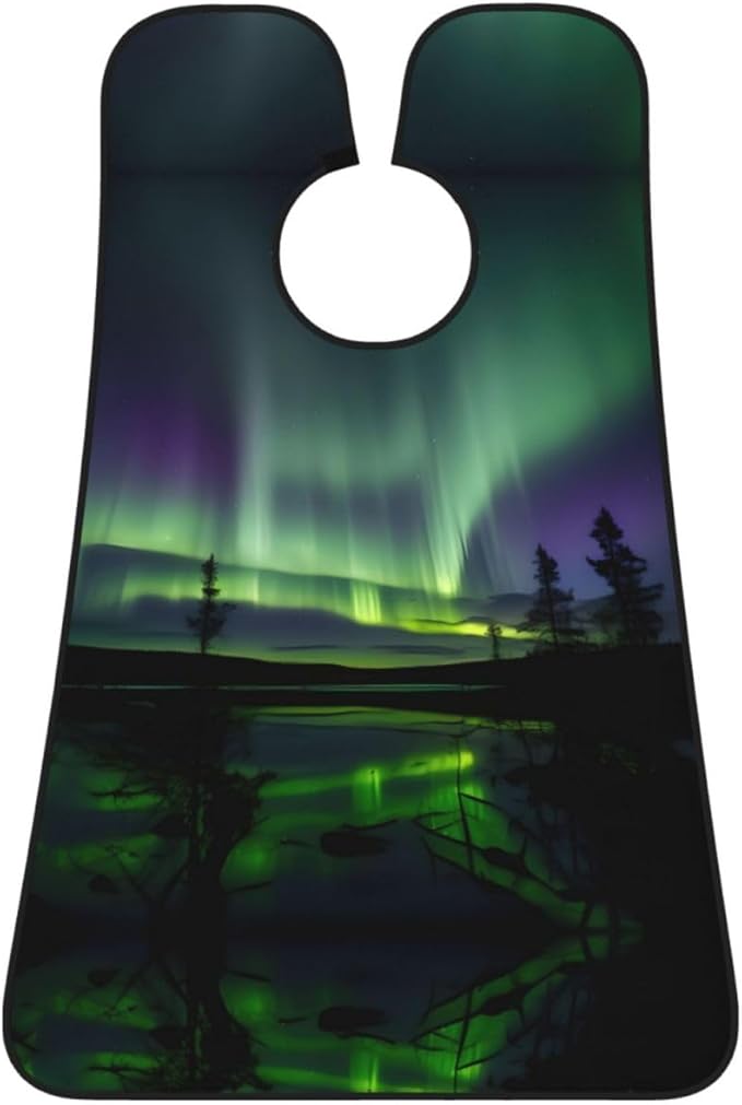 Dark Northern Lights Print Beard Bib Apron For Men, Beard Hair Catcher For Men Shaving Trimming,Beard Cape Cloth