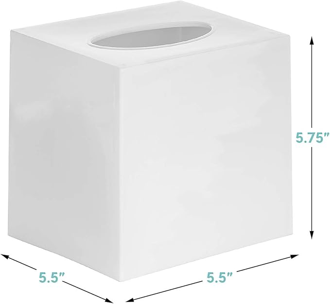 2 Pack White Tissue Box Cover – Square Tissue Box Holder for White Bathroom Accessories Countertop, Decorative Tissue Cover and Square Cube Holder for Modern Home, Office or Dresser Décor