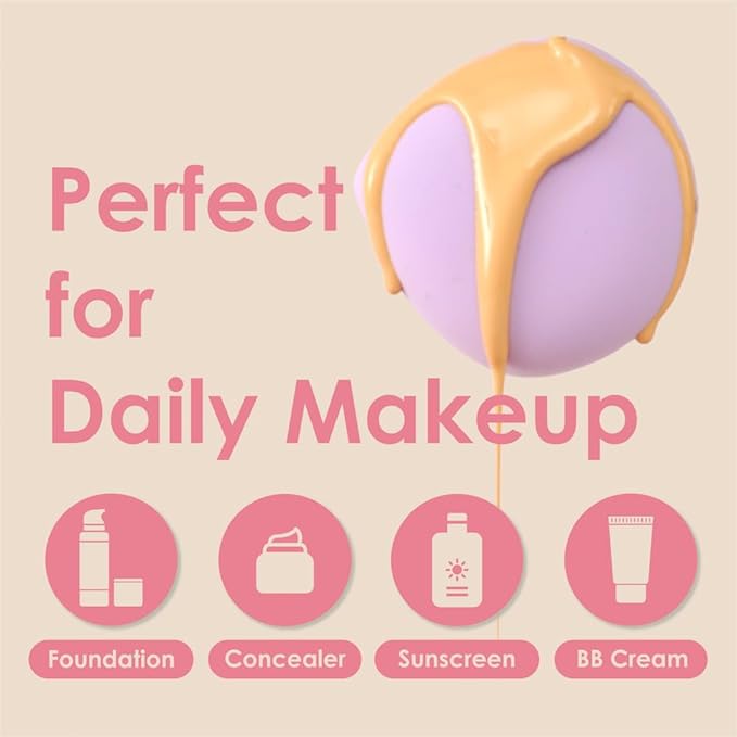 4Pcs Makeup Sponge Puff Latex-free Soft Beauty Sponge Perfect for Liquid Foundation Concealer Cream Powder, High-density and Flexible Blender Sponge, 4 Color Pack Blue Purple Pink Beige