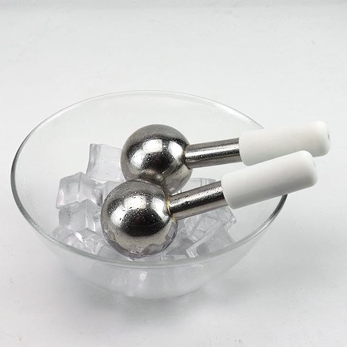 ZAQ Stainless Steel Ice Globes for Face and Eye (Silver), Durable Cryo Globes Use to Reduce Puffiness, Tighten Pores and Sinus Relief, Face Globes for Facial Massages and Daily Beauty Routines
